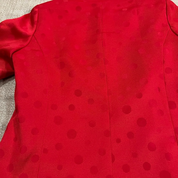 Erin London Spring Jacket Blazer Coat Mandarin - Red Open Front Small Dots - Picture 13 of 13